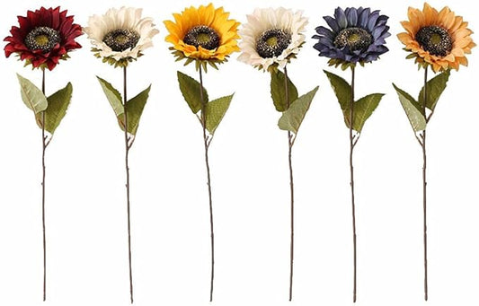 Laelfe Vintage Sunflowers Artificial Flowers, Fake Silk Sunflower with Stem Vintage Fall Sunflower Decorations for Autumn ...