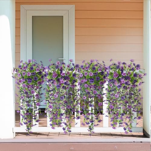 ZFProcess Artificial Hanging Flowers Plants for Outdoor Spring Summer Decoration, 2PCS Faux Silk Daisy UV Resistant Look R...