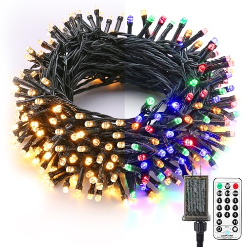 Brizled Christmas Lights, 65.67ft 200 LED Color Changing Tree Lights 11-Function Warm White & Multicolored Christmas Light...