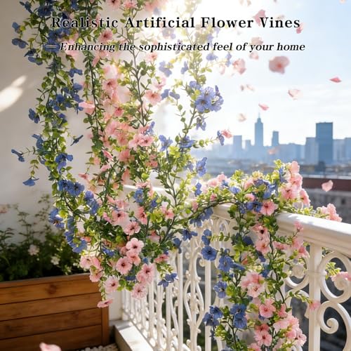 Dronside 4 Pack 6ft Lifelike Artificial Flower Vines, UV & Fade Resistant Fake Hanging Flower Garlands – Perfect for Weddi...