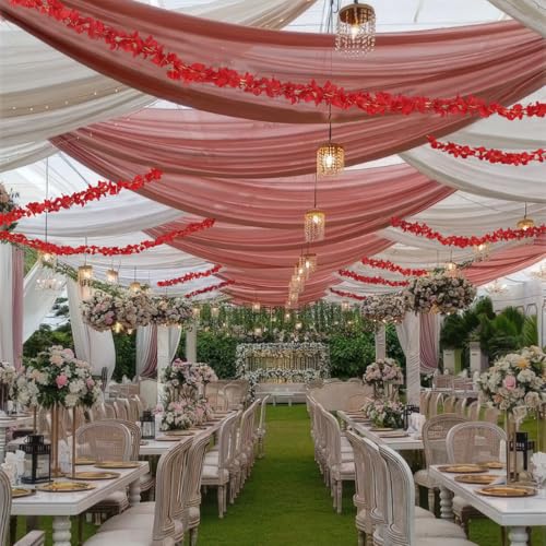 ACRYCS 6 Pcs Wisteria Flower Garlands Red Artificial Wisteria Hanging Flowers 6.7 Feet Silk Flowers Vines Hydrangea Garlan...