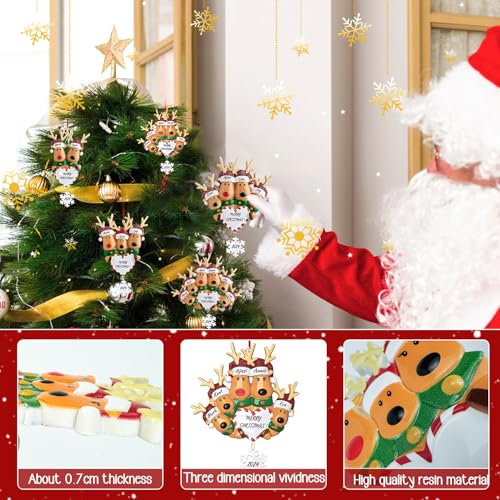 Personalized Heart Reindeer Christmas Ornaments 2025 - Custom Resin Elk Deer Ornament for Christmas Tree, DIY Family Name ...