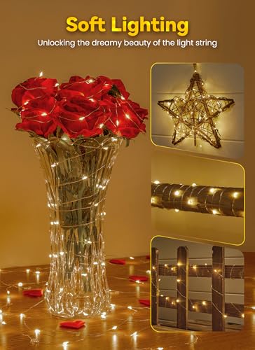 Minetom Fairy Lights Battery Operated with Remote, 33Ft 100 LED Waterproof String Lights Indoor Outdoor, Starry Twinkle Li...