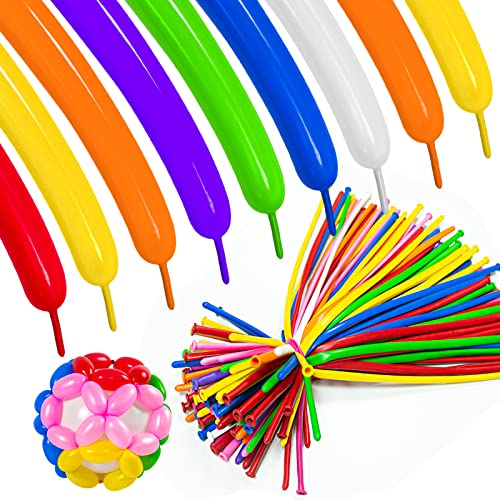 ASIYUHY 260 long balloons 100 Pack Twisting Animal Balloons Assorted Color Thickening Latex Modeling Long Magic Balloons f...