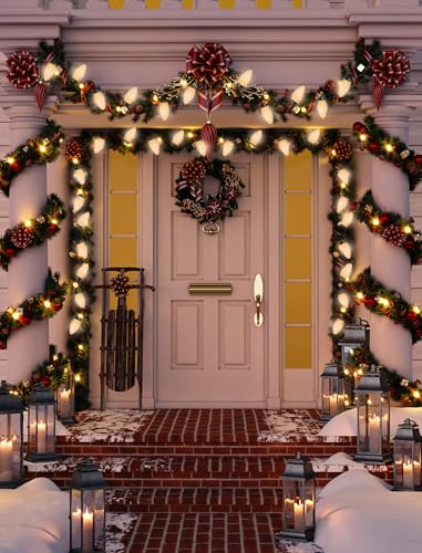 Romasaty C7 LED Christmas Lights, 25Ft Vintage C7 Christmas Lights with 27 LED Clear Bulbs, Hanging Connectable String Lig...