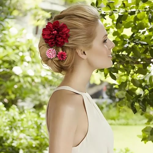 21 Pcs Flower Hair Clips, Silk Fabric Realistic 3D Rose Claw Clip Hairpins for Women Multiple Elegant Designs Boho Wedding...