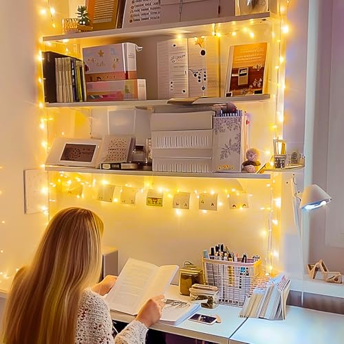 JMEXSUSS 100 LED String Lights Indoor Bedroom, 8 Modes Warm White Christmas Lights Plug in, 33ft Connectable Room Fairy Tw...