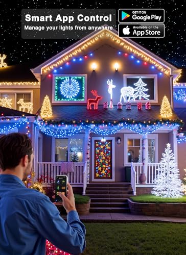 Minetom 82ft 250LED Color Changing Christmas Halloween Tree Lights, LED RGB String Twinkle Lights, 16 Milion Adjustable Co...