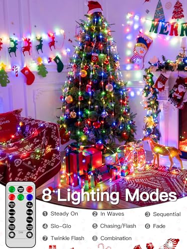 Ccinny Christmas Lights Outdoor 1000LED 328FT, Multicolor Fairy Lights IP67 Waterproof, Plug in String Light with Remote 8...