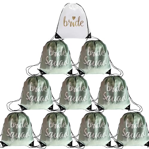 LotsBuyLots 10 Pcs Bride & Bride Squad Drawstring Bags Bachelorette Party Drawstring Bags for Bridal Shower Wedding Bachel...