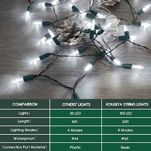 KOUQIYA Battery Operated Christmas Lights, 33ft 100 LED Battery Operated String Lights with Auto-Timer 8 Modes Waterproof ...