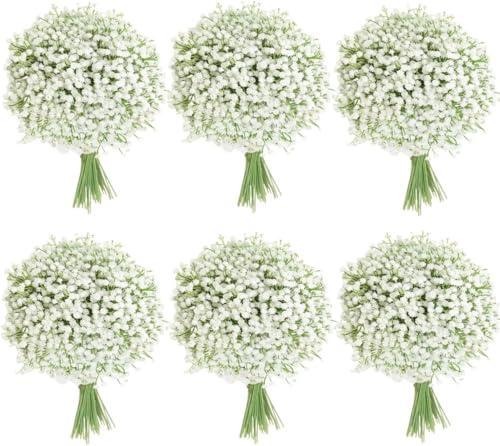 Huatsing 120 Pcs Artificial Flowers,Babys Breath Artificial Flowers,White Babys Breath Flowers Artificial Bulk,120 Pcs Rea...