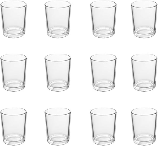 BTGLLAS 12pcs Clear Glass Tea Light Holders - Votive Candle Holders Bulk for Weddings Events - Glass Votives for Wedding C...