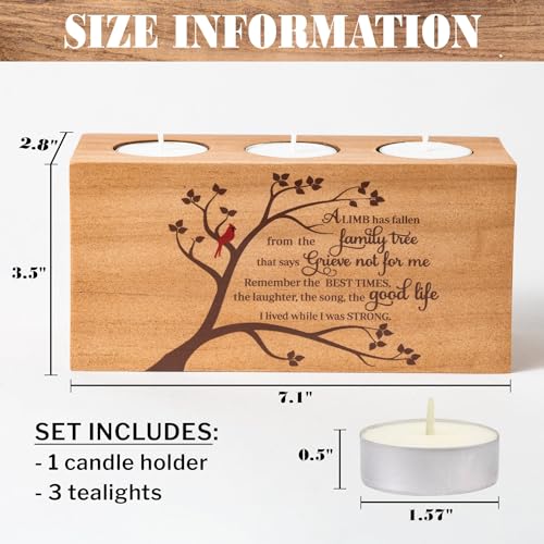 Sympathy Gifts for Loss of Loved One – Memorial Bereavement Gifts Candle Holders – Handcrafted Wooden Keepsake with Poem I...