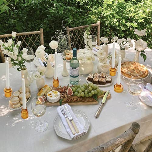 Vixdonos Taper Glass Candlestick Holders Tealight Candle Holders for Table Centerpieces, Wedding Decor and Dinner Party (3...