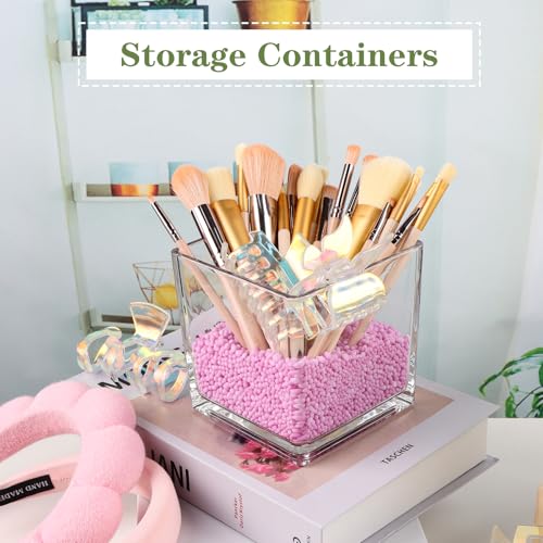 Comrzor 1 Pack Square Glass Vase 5" x 5" x 5", Clear Flower Vase for Centerpieces, Candle Holder for Wedding Party Events,...