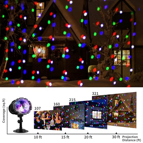 Yokgrass Christmas Snowfall Projector Lights, Multi Colors Holiday Lights with Remote Control, White Snow, Indoor Outdoor ...