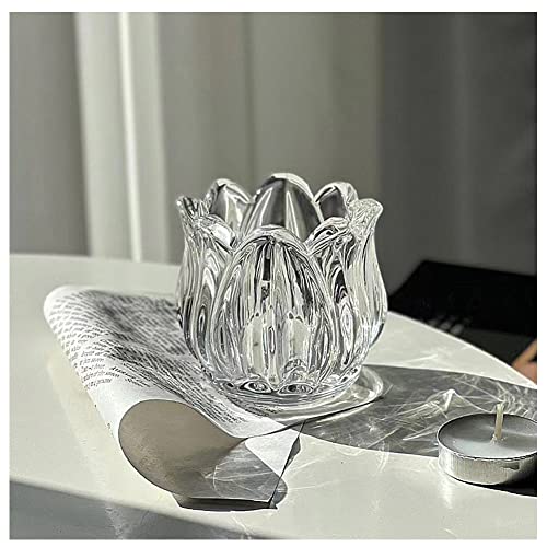 Tulip Shaped Glass Candle Holder Spring Flower Tealight Candle Holder Glass Tea Light Votive Candle Holders Candle Jars fo...
