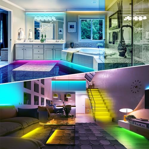 NBBUFF Led Lights for Bedroom 50ft (1 Roll), Color Changing RGB Led Strip Lights with 60 Keys Remote and App Control, Musi...