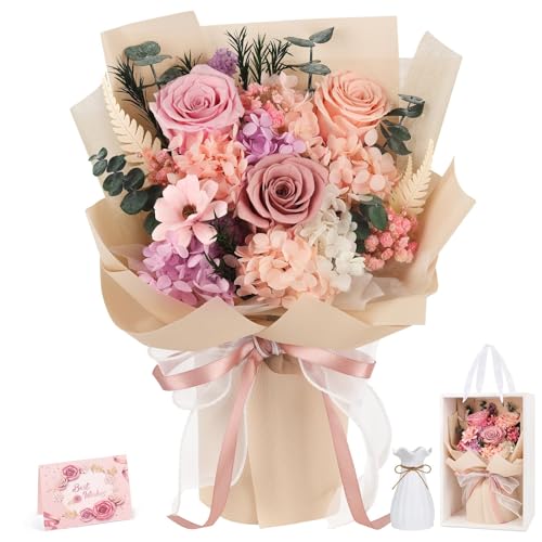 Flowers for Delivery Prime Preserved Flowers Bouquet That Last 3-5 Years Real Forever Roses Bouquet for Mom Mother Women W...