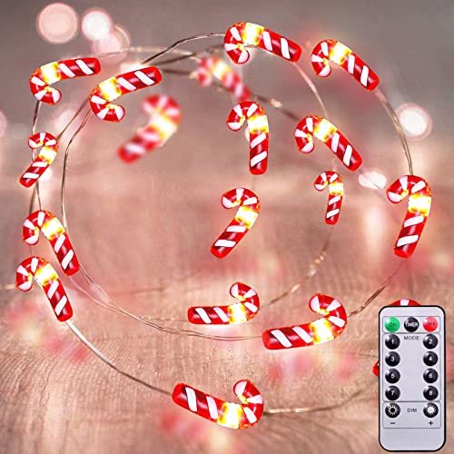 AMENON 26.2 Ft 80 Led Candy Cane String Lights Christmas Decor Battery Operated Fairy Lights Remote Control with Timer 8 M...
