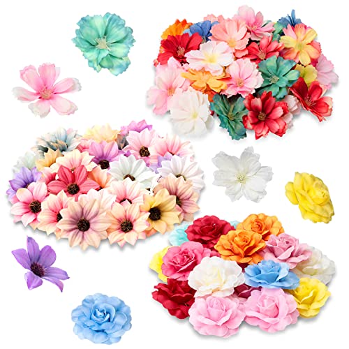 Hoteam 100 Pcs 100 Pcs Spring Assorted Small Flower Decorative Fake Flower Heads Bulk Silk Artificial DIY Faux Mini Daisy ...