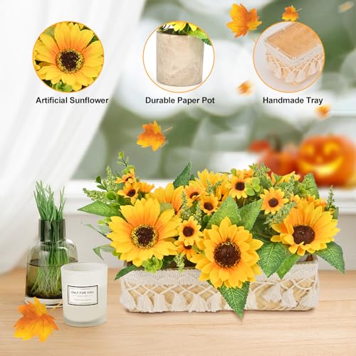 iHopGree Sunflowers Artificial Flowers Decorations, Artificial Plants Indoor, Sunflower Centerpiece Table Decorations for ...