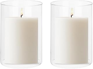 uxcell Hurricane Candle Holder (H:4.7" OD:3.4"), Pillar Floating Candles Holder Clear Glass Cylinder Flower Vases for Tabl...