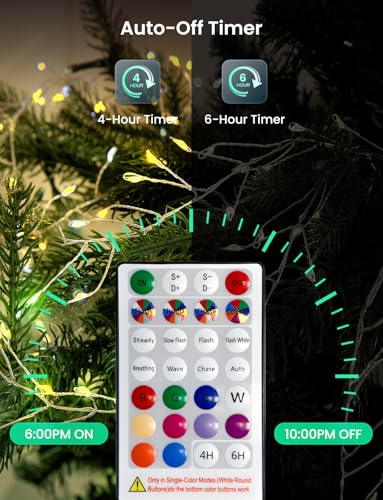LED Fairy Lights, 16Ft 200 LED USB Powered, Multicolor Firecracker Cluster String Lights with Remote and Timer, Waterproof...