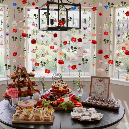 Suncalla 12 Pcs 70.8 ft Flower Garlands Hanging Artificial Wildflower Vine Decor from Ceiling Floating Floral Backdrop Sil...