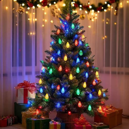 TW SHINE Solar C6 Christmas Lights Outdoor, 16FT 50 LED Solar Powered Christmas String Lights with 8 Modes, Waterproof Xma...