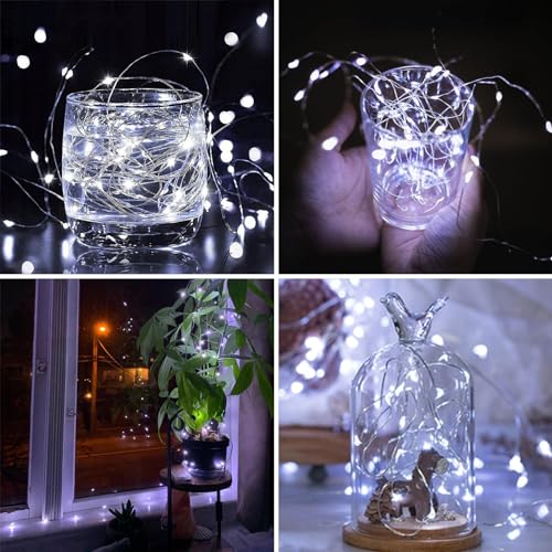 2 Pack 200LED Christmas Battery Operated Fairy Lights with Remote, 8 Modes String Lights with Timer, Dimmable, Memory Func...