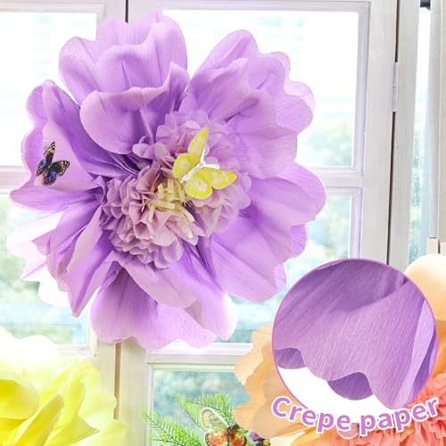 SUNBEAUTY 4PCS Pastel Paper Flower Party Decorations Giant Tissue Paper Flowers Pastel Hanging Flower Decorations for Wall...
