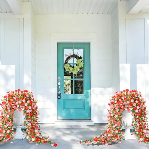 Waipfaru Artificial Hanging Flowers for Outdoors, 4 Pcs Fake Hanging Plants for Outdoor, UV Resistant Silk Faux Violet Flo...