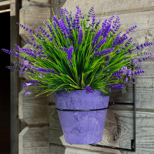 Bassion Artificial Flowers for Outdoors, 24 Bundles Fake Lavender Flowers UV Resistant Plastic Plants Faux Purple Monkey G...