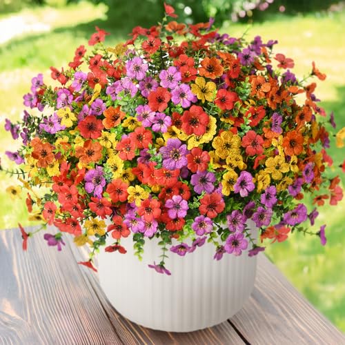 ZFProcess Artificial Flowers Faux Plants Outdoor Fake Flowers Spring Decor,12 Bundles Realistic Plastic Plant Colorful Dai...