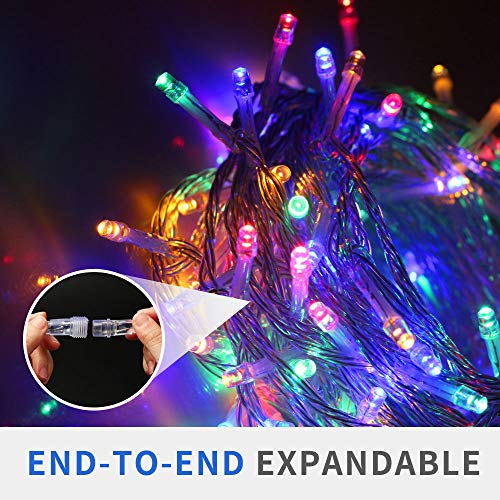 VTECHOLOGY 66Ft 200LED Multicolor Christmas Lights Plug in,Connectable Christmas Tree Lights,8 Modes String Lights Indoor ...