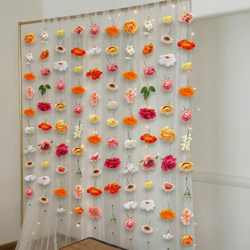 Suncalla 12 Pcs 70.8 ft Flower Garlands Hanging Artificial Wildflower Vine Decor from Ceiling Floating Floral Backdrop Sil...