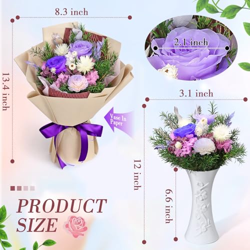 Bloom's Diary Preserved Flowers Bouquet, Flowers for Delivery Prime, Birthday Gifts for Women, Wife, Mother, Her (Purple)