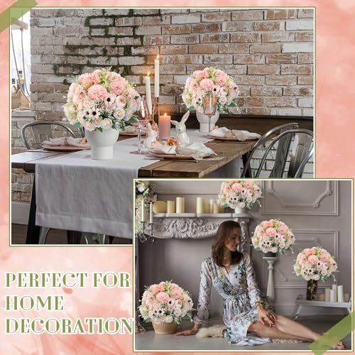 Tigeen 6 Bundles Artificial Bouquet Flowers Artificial Peonies Faux Roses Silk Flowers Hydrangea Bouquet for Wedding Table...