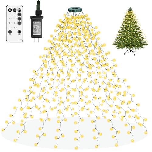 LUSARRYWILL Christmas Tree Lights, 400 LED Christmas String Lights with Ring for Tree, 6.6FT x 16 Lines Fairy Lights for I...