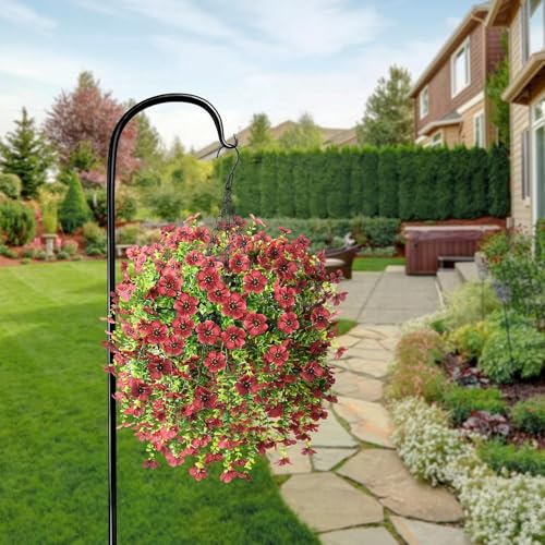 ZFProcess Artificial Hanging Flowers for Outdoors Spring Decoration, 2PCS Silk Fake Daisy Realistic Outdoor Flowers UV Res...
