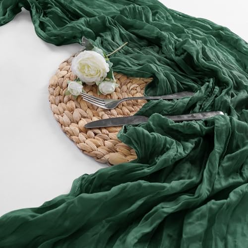 30 Pack Emerald Green Cheesecloth Table Runner 9FT Rustic Sheer Table Runners 17x108 Inch Gauze Boho Runner for Wedding Br...