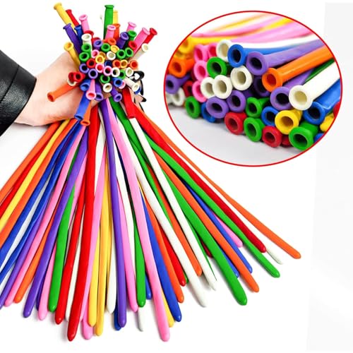 ASIYUHY 260 long balloons 100 Pack Twisting Animal Balloons Assorted Color Thickening Latex Modeling Long Magic Balloons f...