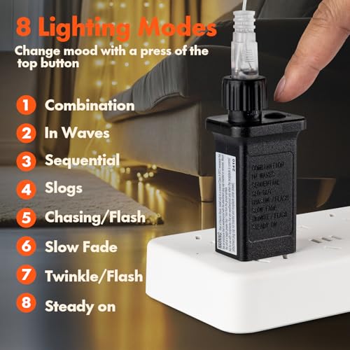 Twinkle Star 300 LED Curtain String Lights, 8 Modes Plug in Fairy Lights for Bedroom,Wedding,Party,Birthday, Hanging Twink...