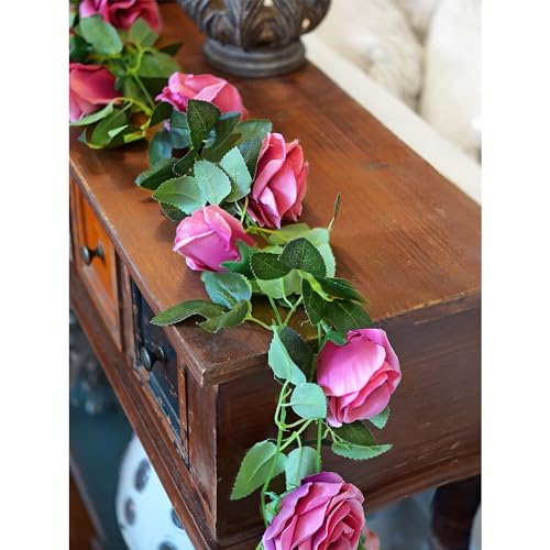 FiveSeasonStuff 29 Ft 4 Pack Rose Silk Flower Garland Artificial Flowers Decoration Hanging Floral Décor for Wedding Baby ...