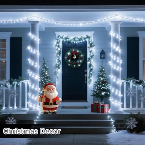 200 FT 500 LED Christmas Lights Outdoor Decorations Super Long Fairy Lights Waterproof 8 Modes Timer Clear Wire String Lig...