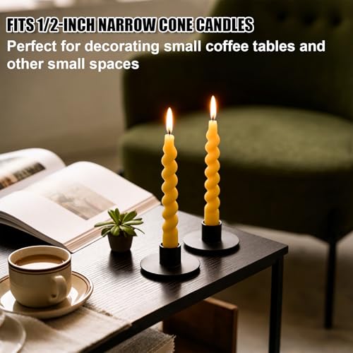12pcs Iron Mini Taper Candle Holders for 1/2 Inch Candles, Small Metal Tapered Candlestick Stand Accessories for Chime Spe...