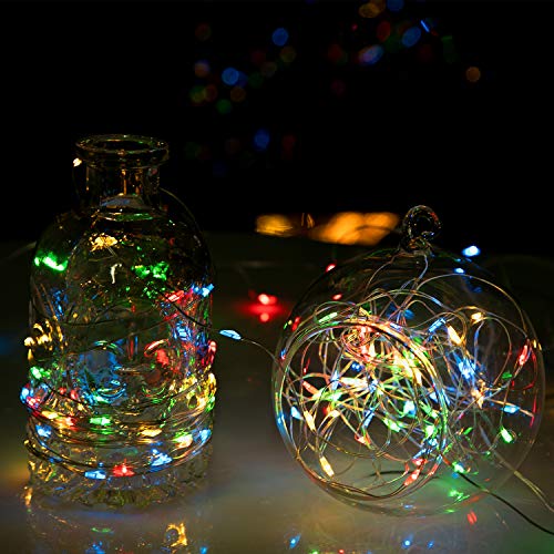 33Ft 100LED Outdoor String Lights, 2 Pack Fairy Lights Battery Operated with Remote, Waterproof Twinkle Lights for Bedroom...