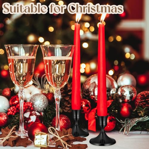 24PCS Brass Black Taper Candle Holders Set, Vintage Metal Candlestick Holders for Table Centerpiece, Wedding Reception, Fe...